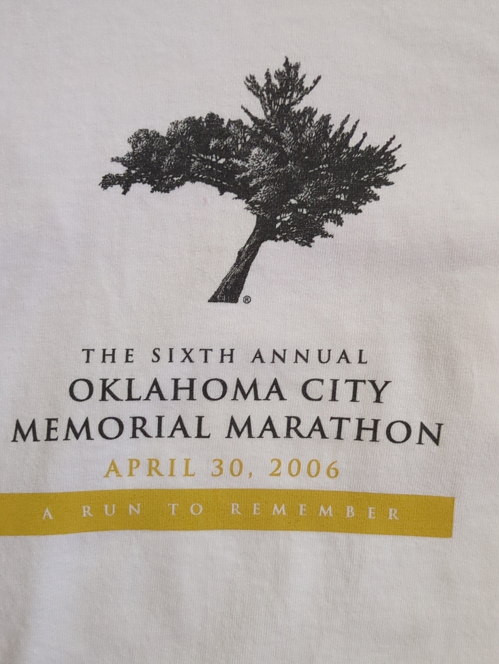 OKC Memorial Marathon White Short Sleeve Tee with Surviving Tree
